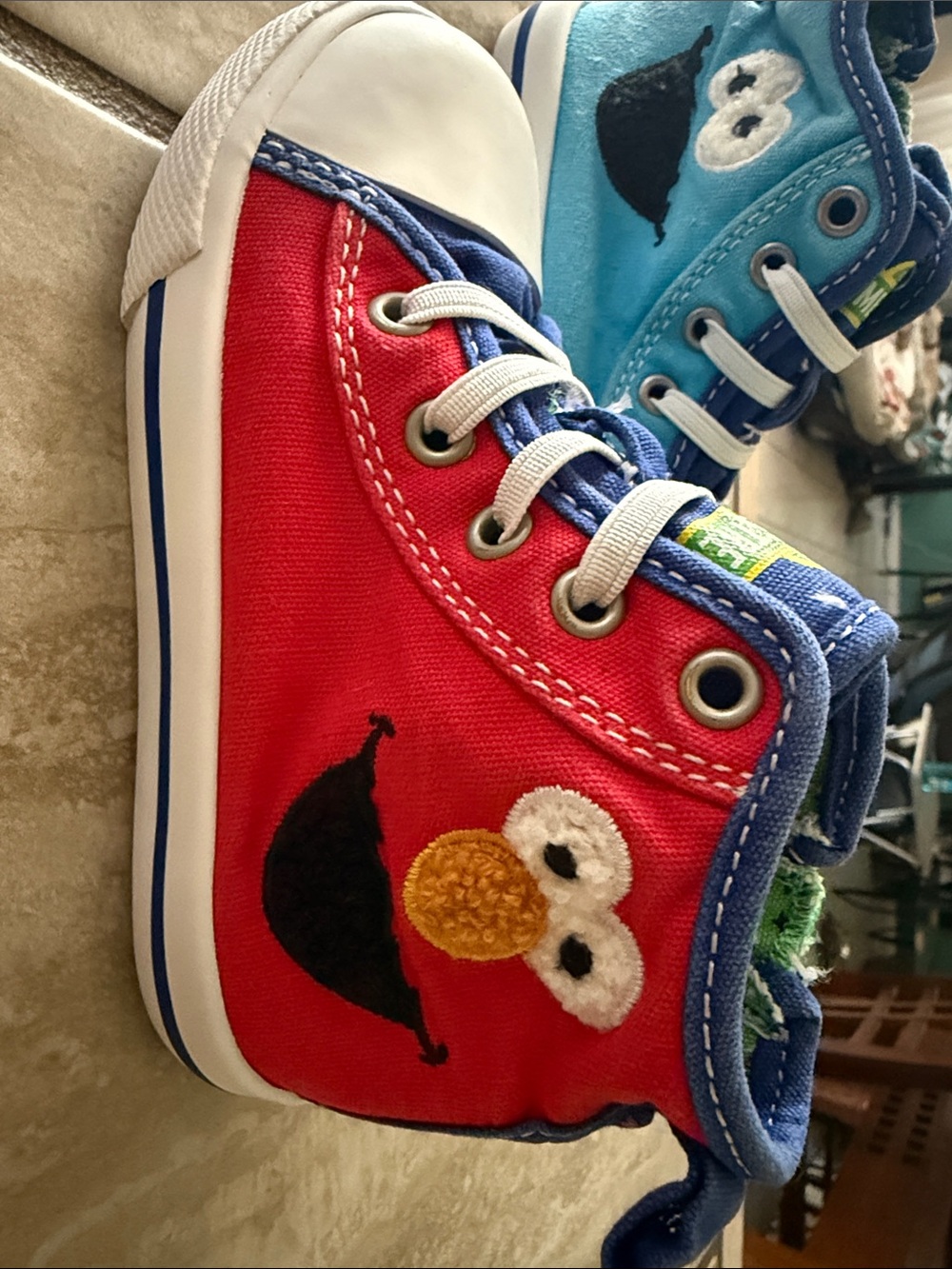 Sesame Street Red and Blue Elmo & Cookie Monster High-Top Sneakers